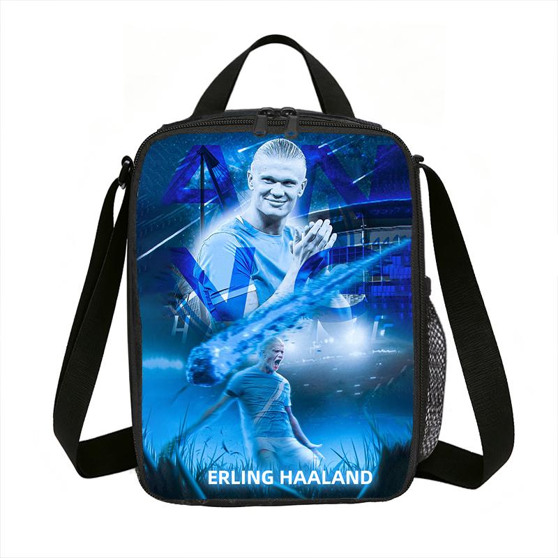 Leer, Reis Geïsoleerde Lunchtassen Haaland Thermische Tas Voetbalster Lunchcontainer Lekvrije Tote Lunchbox Voedselopbergzakken