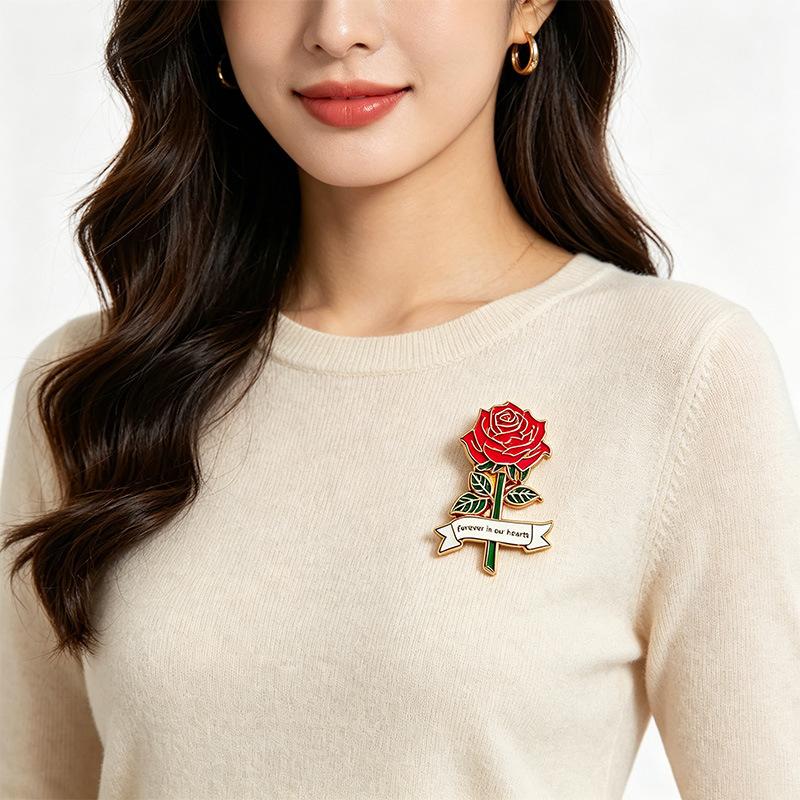 Commemorative Brooch Enamel Pin Commemorative Jewelry European and American Style Flower Badge Gift Commemorative