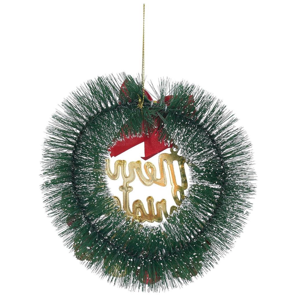 Green Merry Christmas Wreath for Front Door with Red Berries Balls Flowers Ribbon | Garland for Christmas | Xmas Gifts Ornaments Props