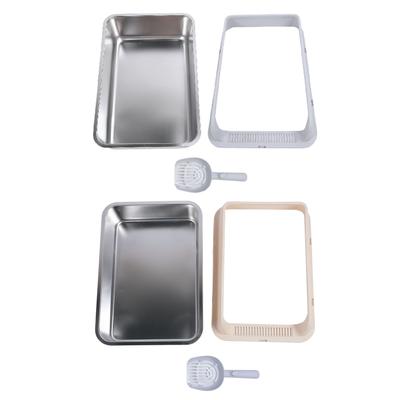 Stainless Steel Cat Litter Box Sturdy Easy To Clean Anti Splashing High Sided Metal Kitty Litter Tra