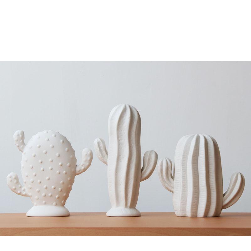 Nordic Simple Ceramic Plant Cactus Ornaments Crafts Art Home Livingroom Table Accessories Office Desktop Figurines Decoration