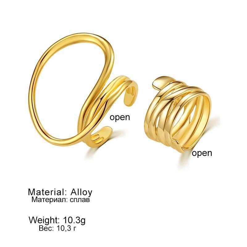 2 pz/set Anelli da Donna Anelli con Linee Esagerate per Donne Moda Semplice Geometrico Distorto Festa Dichiarazione Gioielli di Design