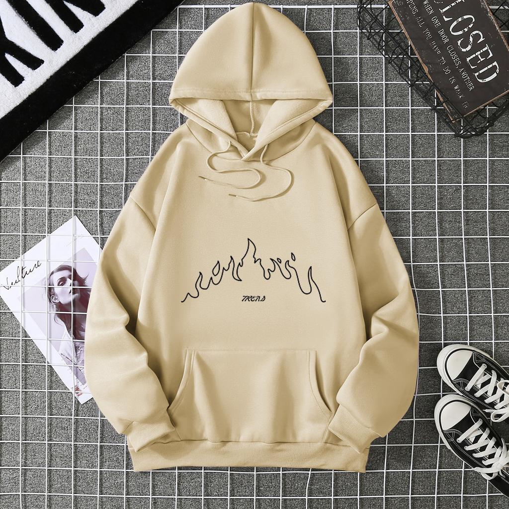 2025 new women's fleece sweater print pocket print hoodie