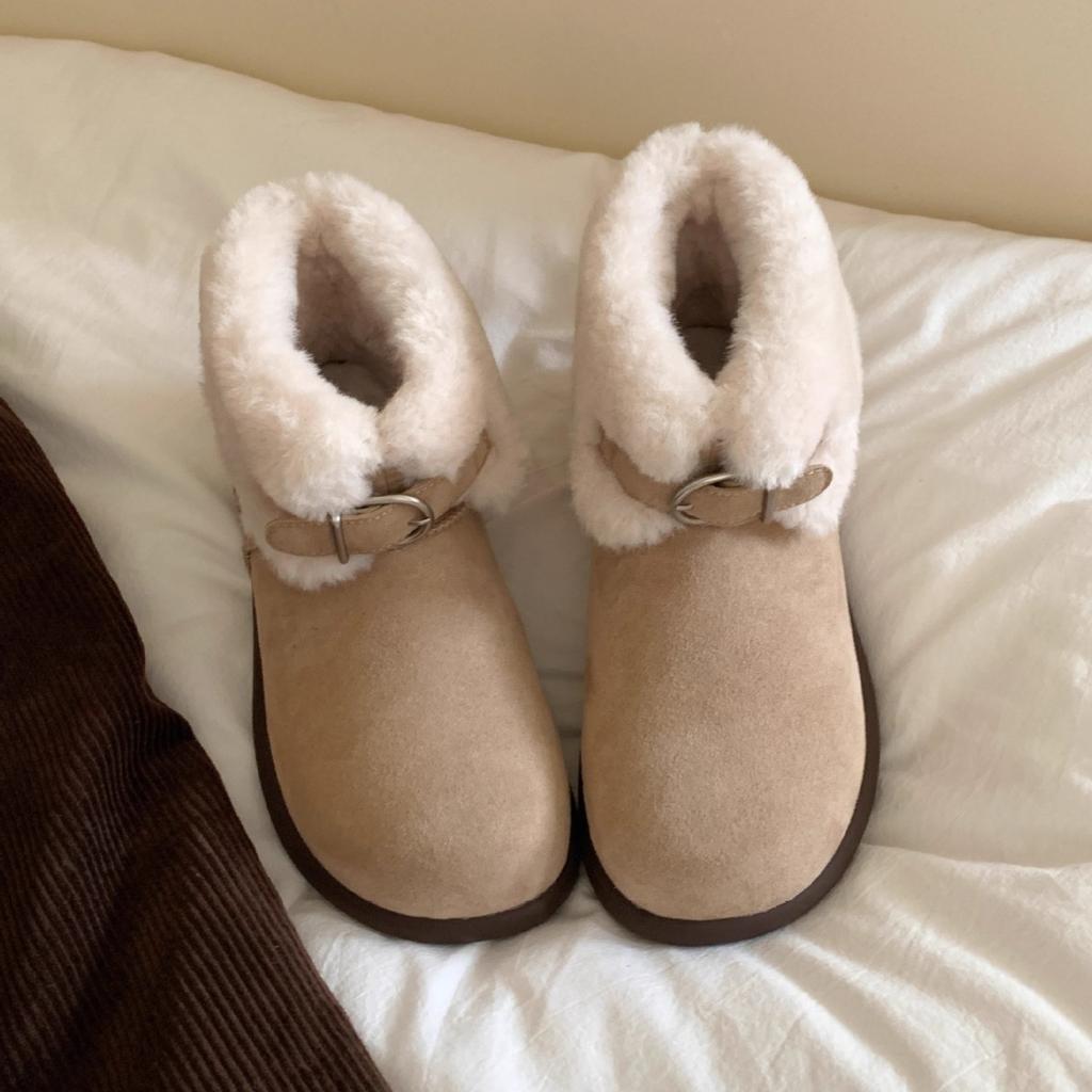 Soft Leather Edition~ Snow Boots Women's Winter 2025 New Fashion Casual Versatile Plush Short Boots Plush Cotton Shoes