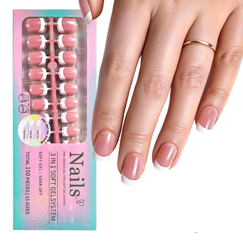 1Set Easy Apply Artificial Nail No Tools Needed Quick Installation Solid Color Highly Shine For Busy Professionals