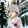 Flower Decor Baby Earflap Hat Windproof Function Girl Baby Cap Children Bonnet  Kids Daily Wear