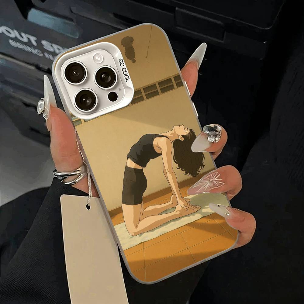 GYM Girl Phone Case For iPhone 11 12 13 14 15 16Pro Max Plus White Sliver Phone Cover
