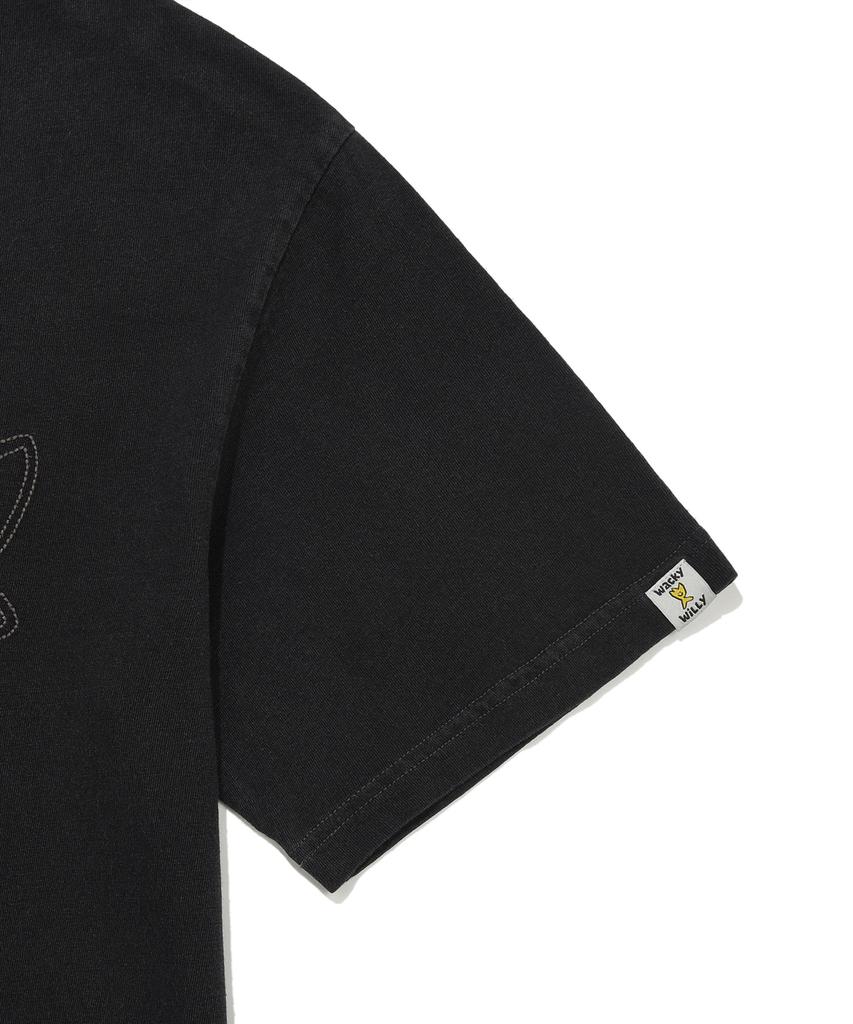 WACKY WILLY Denim-Like Short Sleeve T-Shirt Black