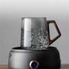 400ml Bottom Mountain View Glass Tea Cup Coffee Mug with Wooden Handle High Temperature Resistance Scented Tea Water Cup