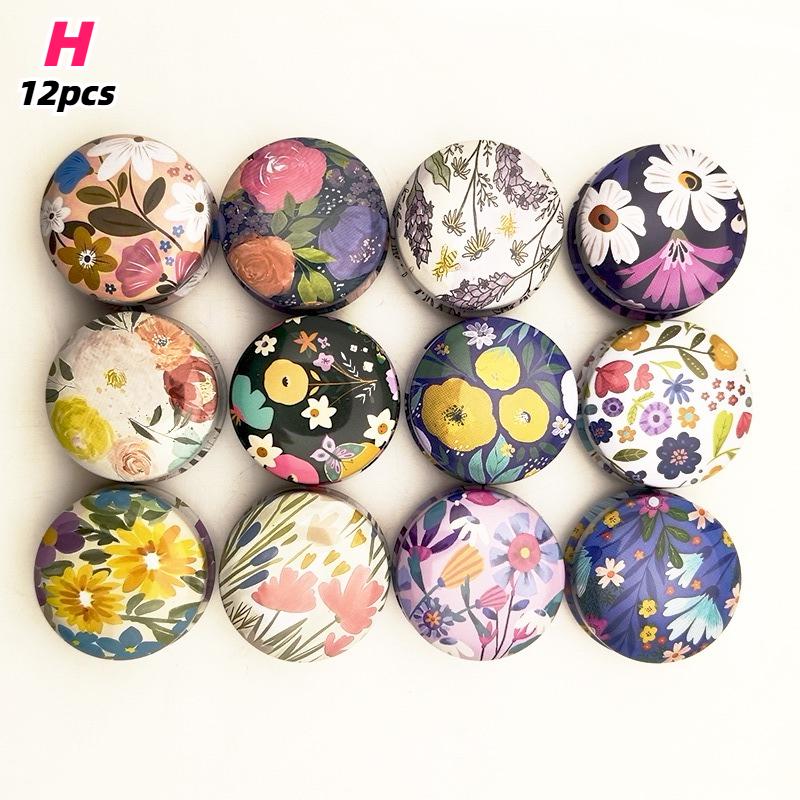 12pcs Mini Round Metal Tin Boxes with Elegant Floral Portable Storage Container for Earrings Jewelry Storage Bins Home Organizer