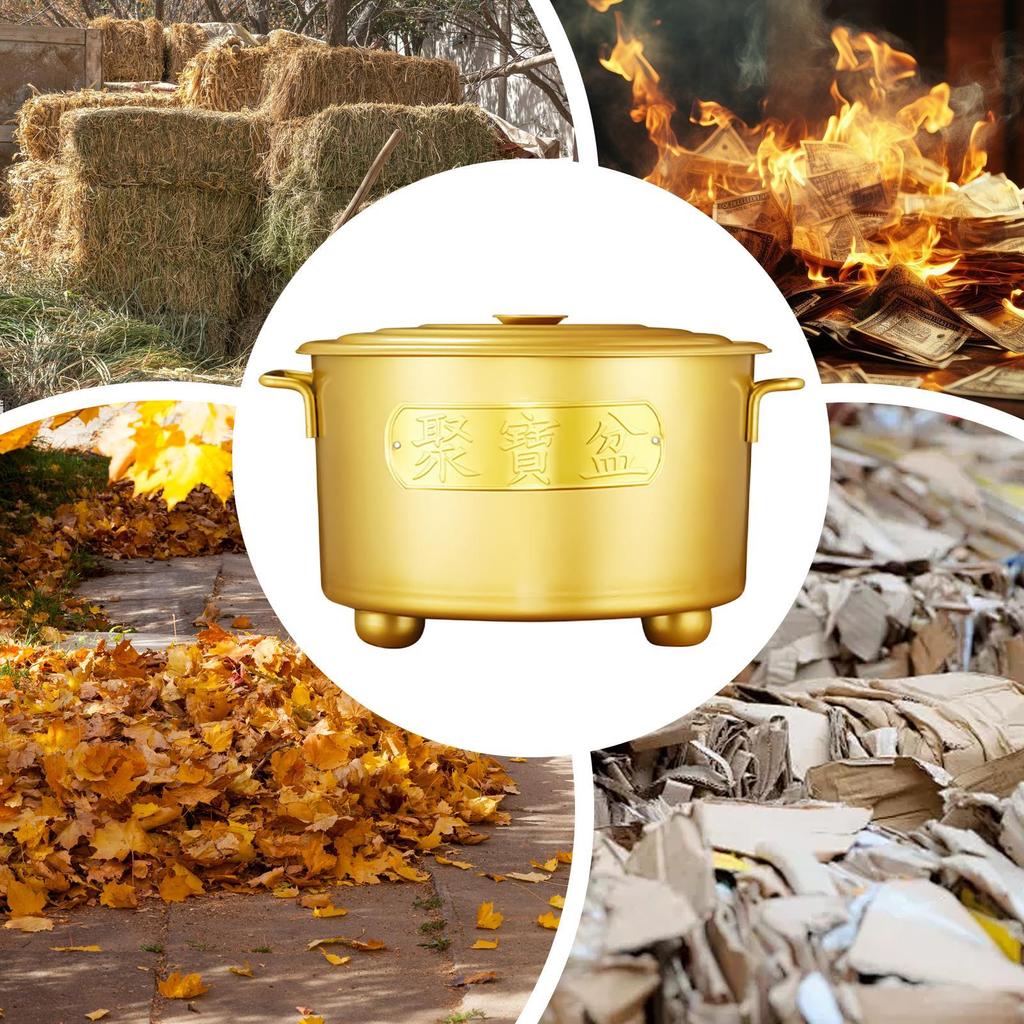 Burn Barrel Stainless Steel Heat-Resistant Can Portable Paper Money Burn Bin With Lid For Wood Garbage Garden Backyard Farm