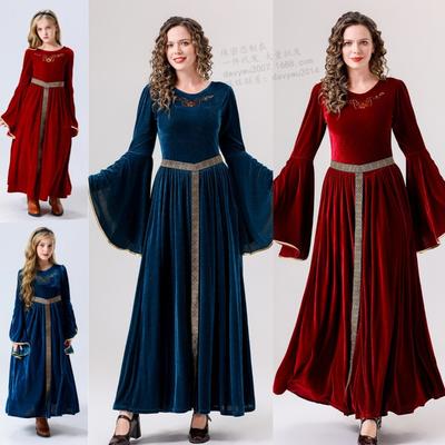 Halloween Parent-Child, Vintage Court Ball Trumpet Sleeve European Medieval Dress