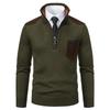 Men Pullover Autumn Winter Sweater Thick Polo Shirts Stand Collar Half Zipper Outerwear