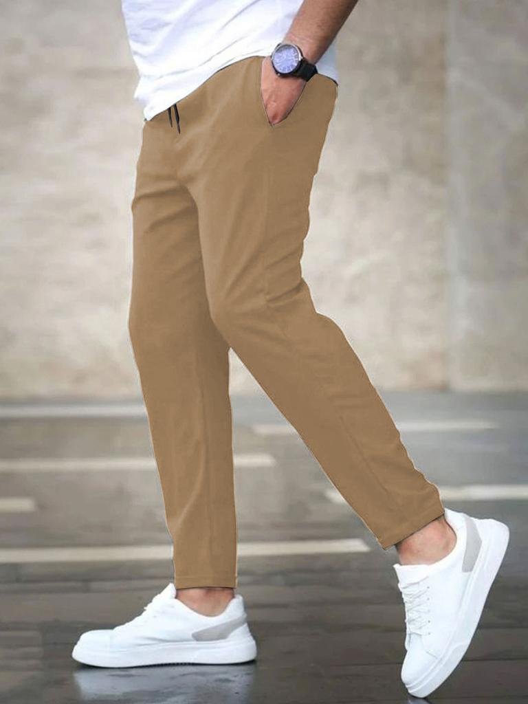 Men Casual Nine Pants With Polyester Fabric For Autumn Everyday Wear