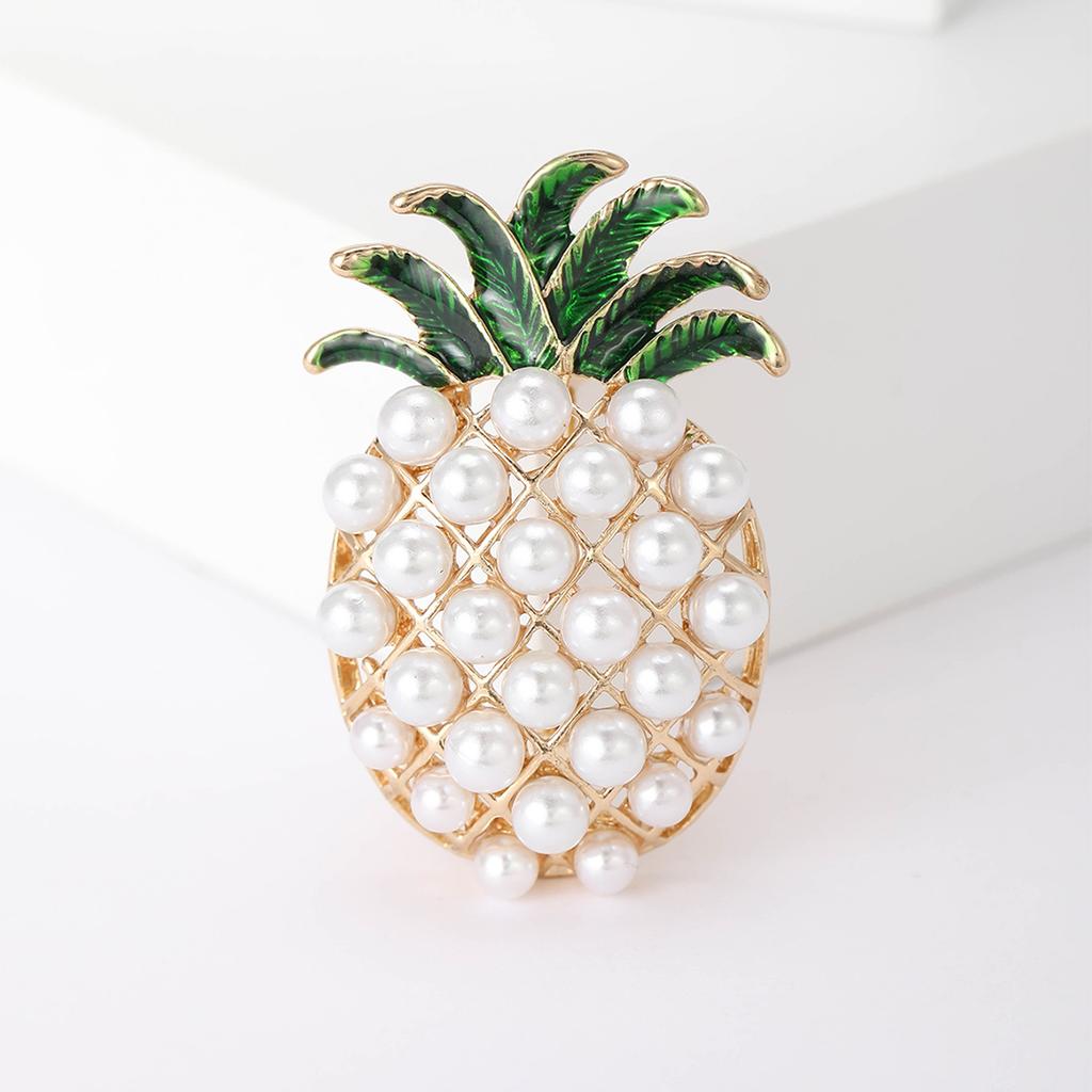 Luxury Rhinestone Pineapple Brooches for Women Enamel Fruit Plant Pins Necklace Event Party Gifts Decoration Clothes Accessories