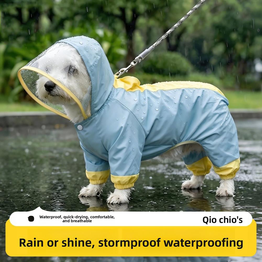 Small Dogs Waterproof Raincoat Four-Legged Rain Jacket Lightweight And Breathable Design Adjustable Straps For Outdoor Rainy Day