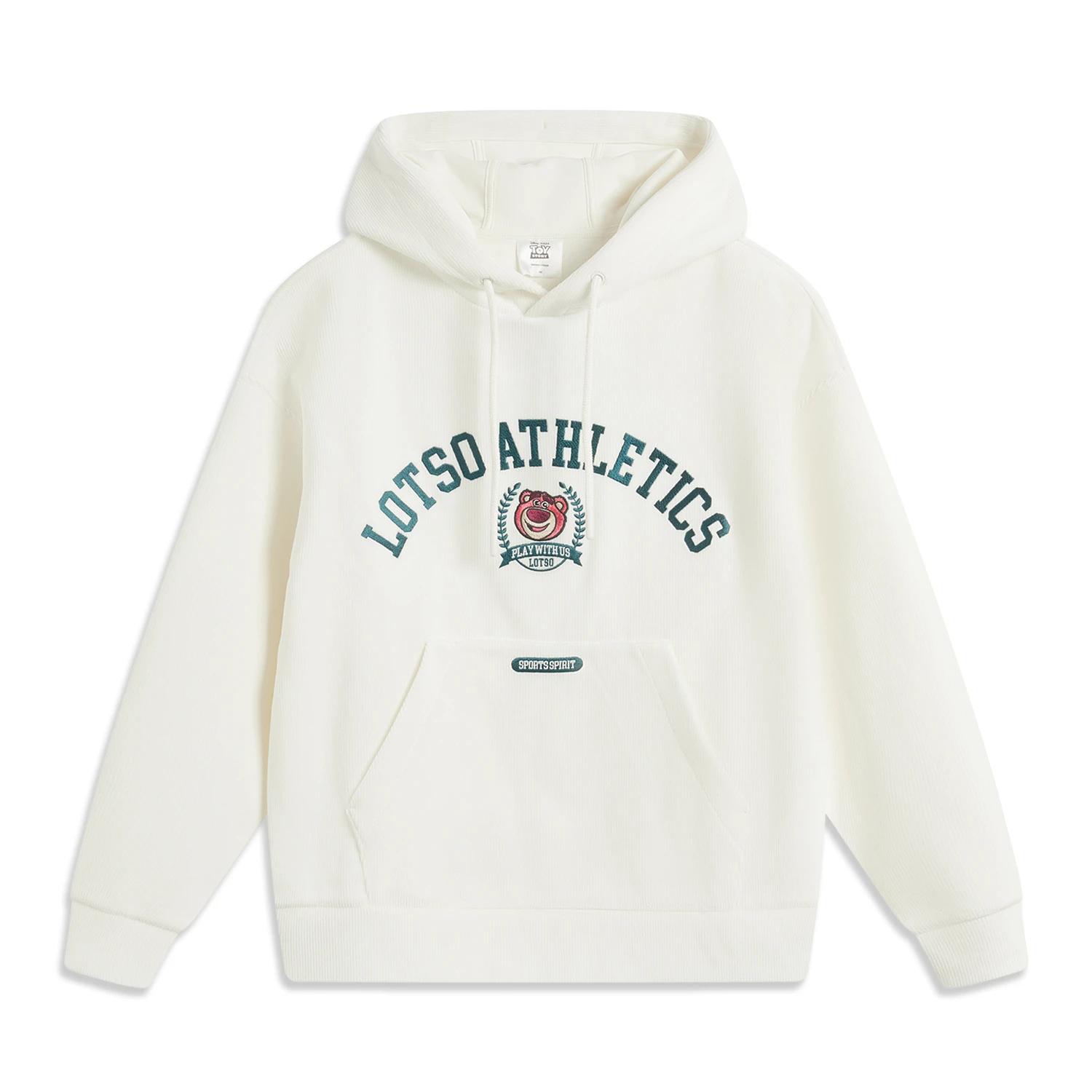 

Li Ning X Pixar Strawberry Bear Collaboration Letter Print Удобная дышащая универсальная свободная толстовка с капюшоном Женские толстовки с капюшоном Off-White AWDU876-1 L