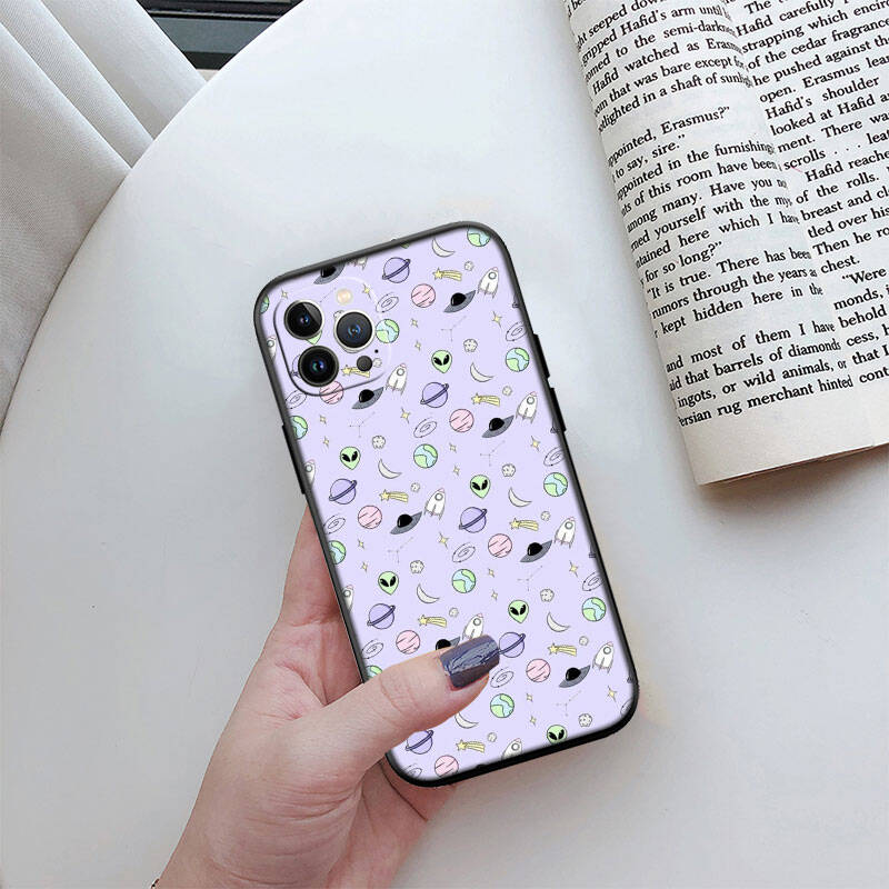 MH140 Space Alien UFO Phone Shell Case for iPhone 7 8 11 12 13 14 15 16 17 16E XS Pro Max XR X SE Air