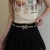 Y2K Metal Belt for Women, Bow Knot Elastic Adjustable Waist Chain Vintage Skirt Pants Accessories