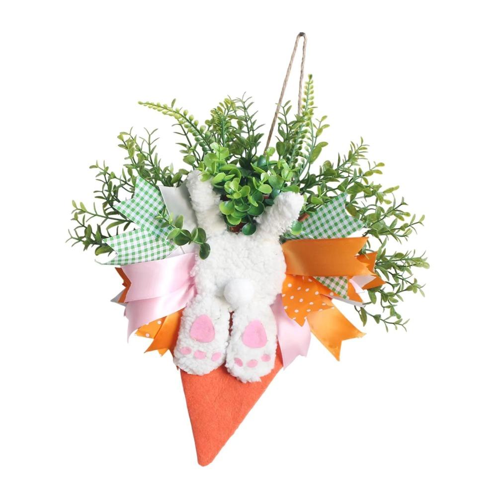 Decorative Style Easter Wreath Artificial Material Bunny Decoration Hanging Garland  Window Display