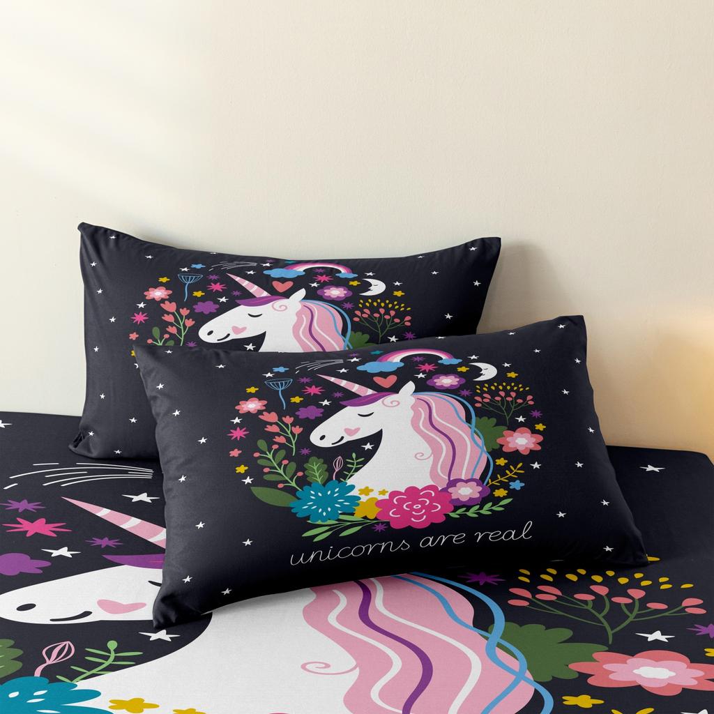 3 Pieces Dark Starry Unicorn Duvet Cover Bedding Set, Ultra Soft Breathable Microfiber Bedding, Ideal Whimsical Decor Gift