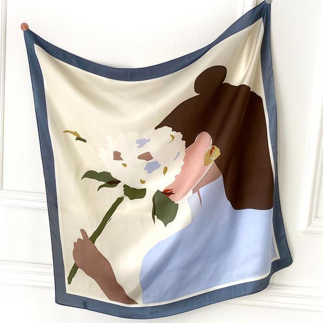 70*70cm Fashion Handkerchief Neck Scarf For Women Small Shawl Silk Satin Hair Scarfs Female Square Headband Bandana Head Scarves