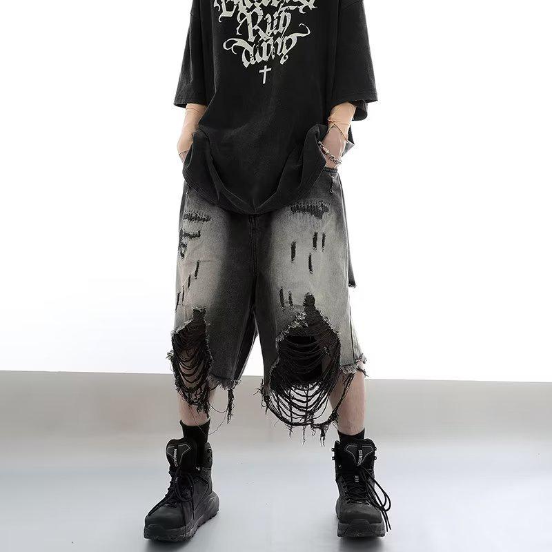 

Мужские модные джинсовые шорты средней длины - повседневная одежда на лето, весну и осень, коллекция 2023 года Large чёрный