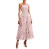 Summer new European and American style one-shoulder three-dimensional flower dress women's holiday style waist thin medium and long dress