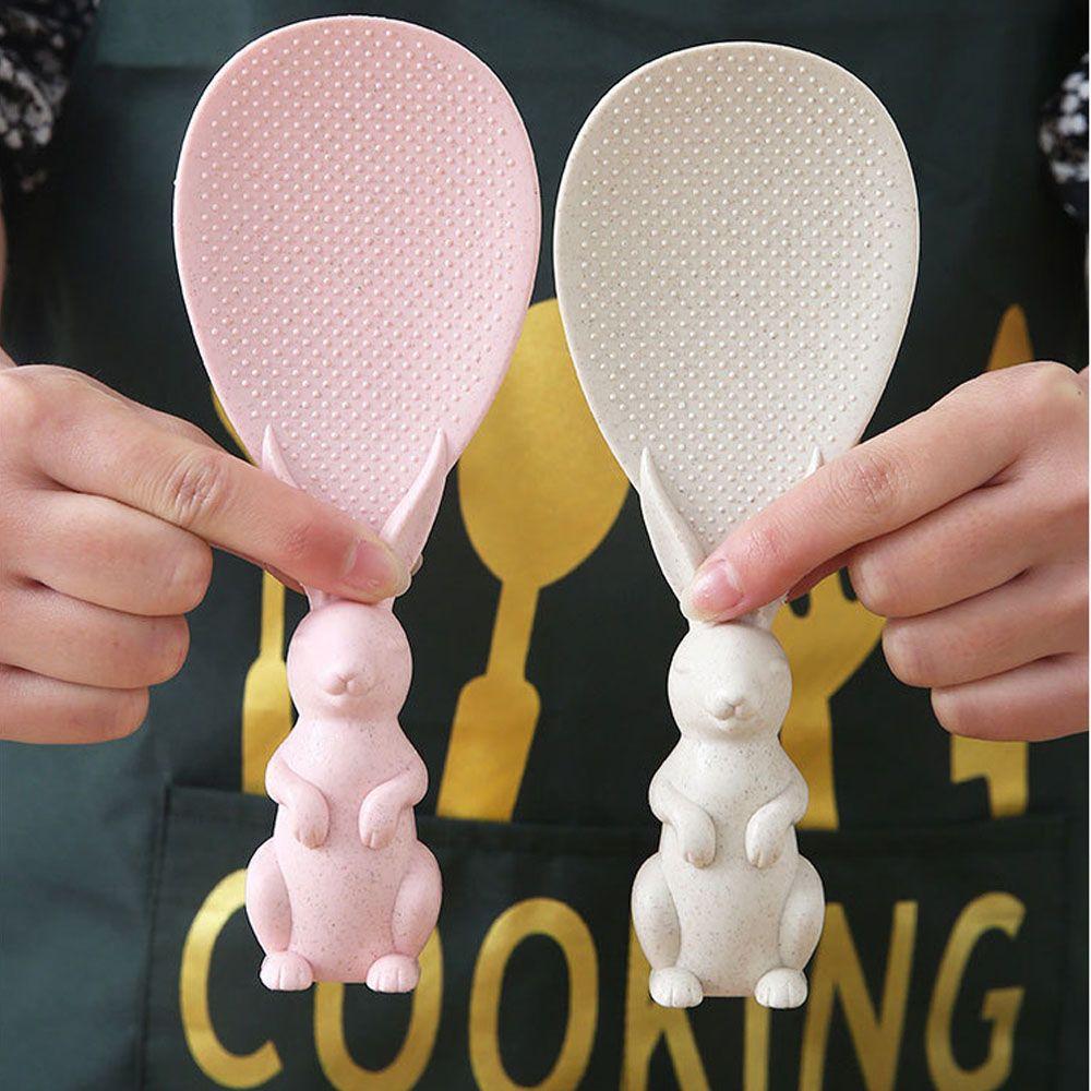 New Rice Scoop Creative Non-Stick Wheat Straw Rice Spoon Standing Rice Spoon Cute Rabbit