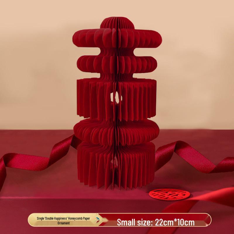 Wedding Room Decor: Double Happiness Honeycomb Ball, 3D Gourd Ornament, Good Fortune Knot, and Creative Double Happiness Magnet