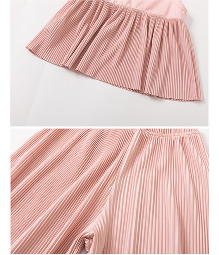 Summer 2023 Girls' Fashionable Casual Two-Piece Set: Vest Dress & Wide-Leg Pants