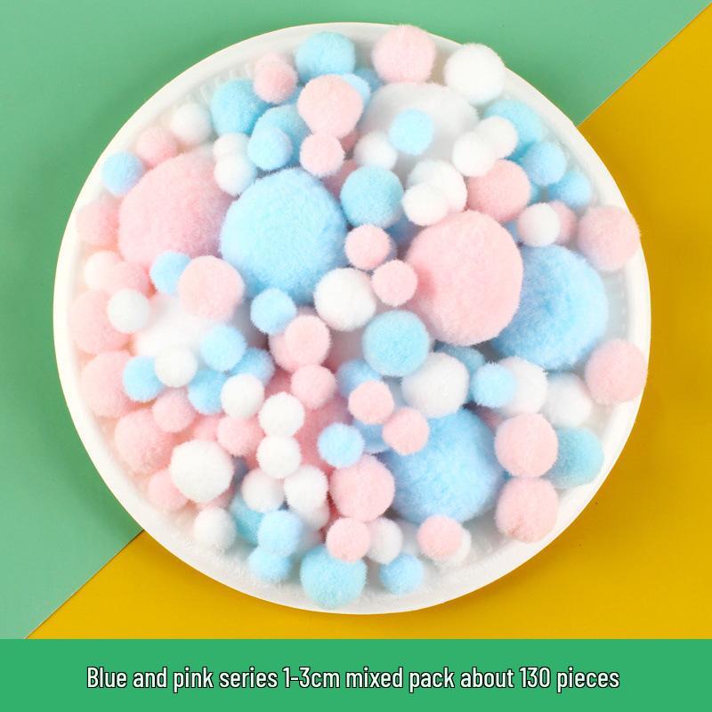 Colorful Gradient Pompom Pack: High-Elastic Plush DIY Toy Accessories for Kids