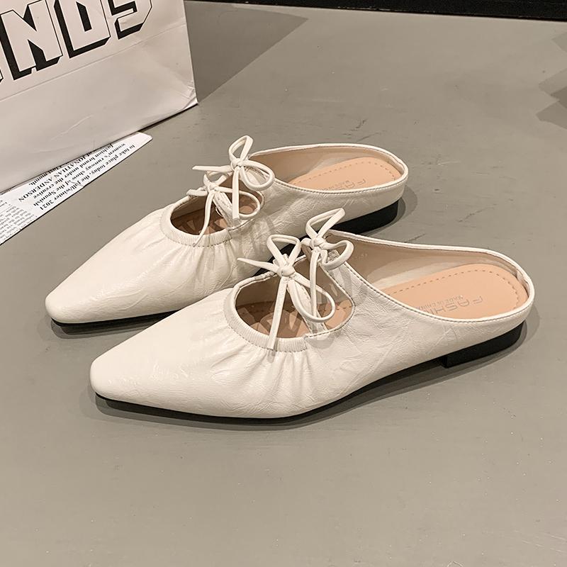 Fashion Female Shoes Butterfly-Knot Slippers Women Summer Increased Internal Low 2025 Silver Fabric Mary Janes PU Rubber Rome Butterfly-