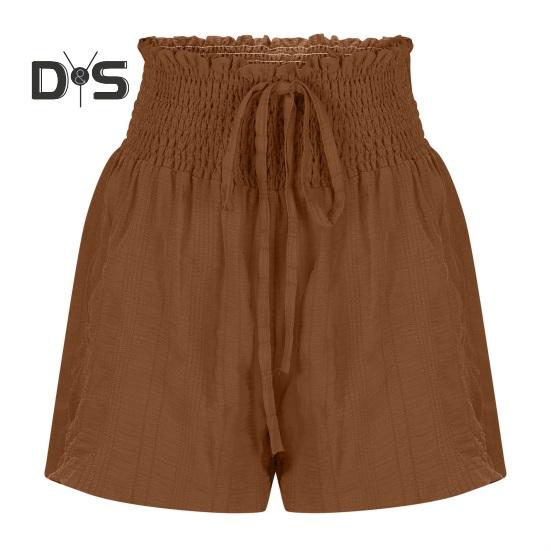 Pantalones cortos holgados de verano para mujer, cintura alta elástica, cordón ajustable, minifalda con volantes, pantalones cortos deportivos plisados y elásticos.