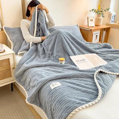 Einfarbige gestreifte Decke, Wohnzimmer Sofa Schlafzimmer Dekorative Decke Multifunktionale Reise Dicke Warme Überwurfdecken