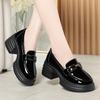 Platform women's high heels Spring and Autumn British style small leather shoes Soft leather black single shoes