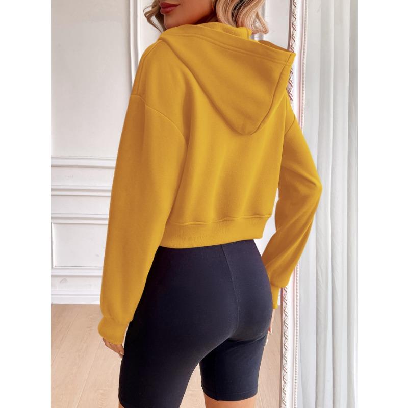 Women's Plus Size Short Zip Hooded Casual Sweatshirt Cardigan Hooded Sweatshirt