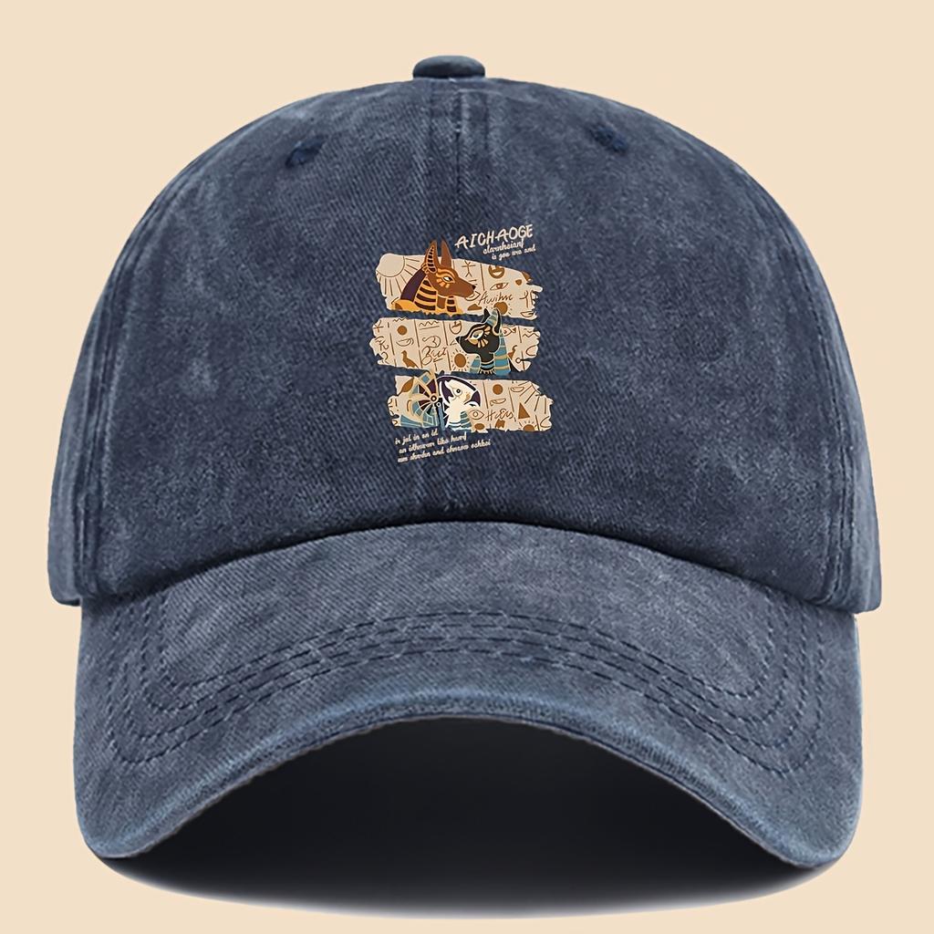 Pc Lustige Baseballkappe mit Aufdruck Ägyptische Mythologie Anubis Design Trendige Klassische Schwarze Papa Trucker-Kappe Atmungsaktiv und Komforta