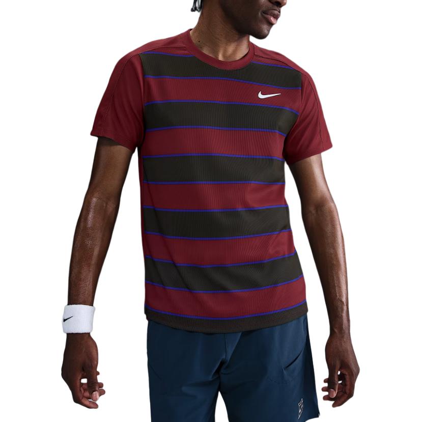 Nike Striped Crew Neck Slim Fit Short Sleeve T-Shirt Men Tops Red FZ6934-619