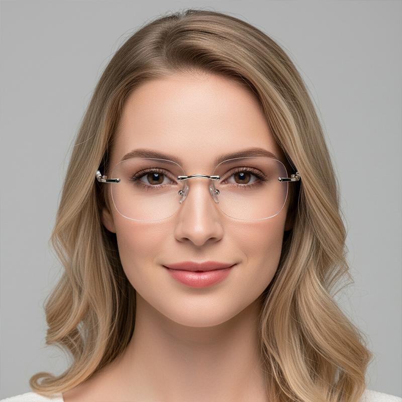 Fashion Rimless Square Anti-blue Light Glasses Women Trendy Outdoor Photography Accessory Anti Blue Light Blocking Eyewear