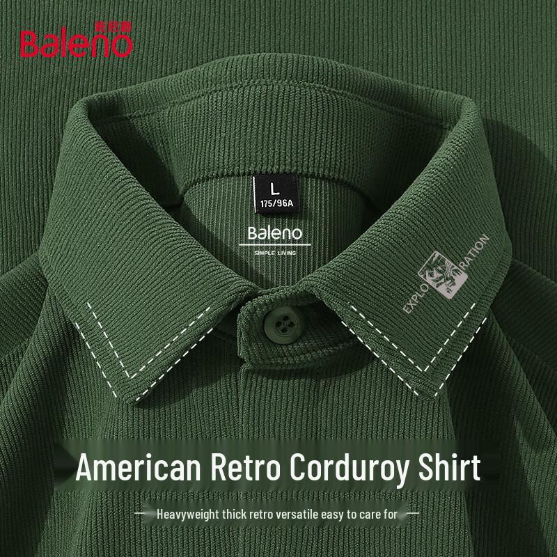 

Baleno Men s American Retro Long-Sleeve Casual Shirt L