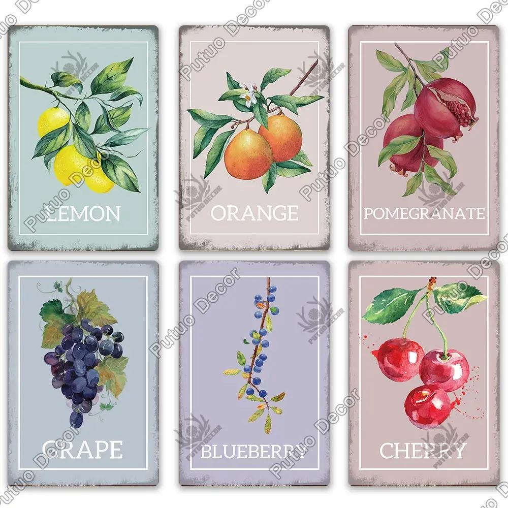 Putuo Decor Fruit Vintage Tin Sign Plaque Metal Plate Retro Wall Art Decoration Living Room Farm Garden Kitchen Iron Painting