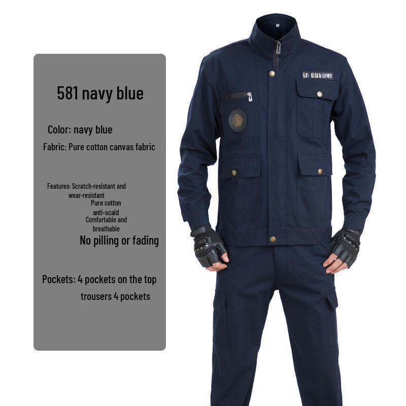 Men's Autumn Cotton Welder Anti-Scald Workwear Set - Wear-Resistant Labor Protection Suit/Pants