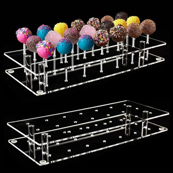 Acrylic Cake Pop Stand Clear Lollipop Display Holder with 21 Holes Reusable Dessert Display Rack for Home Kitchen Bakery