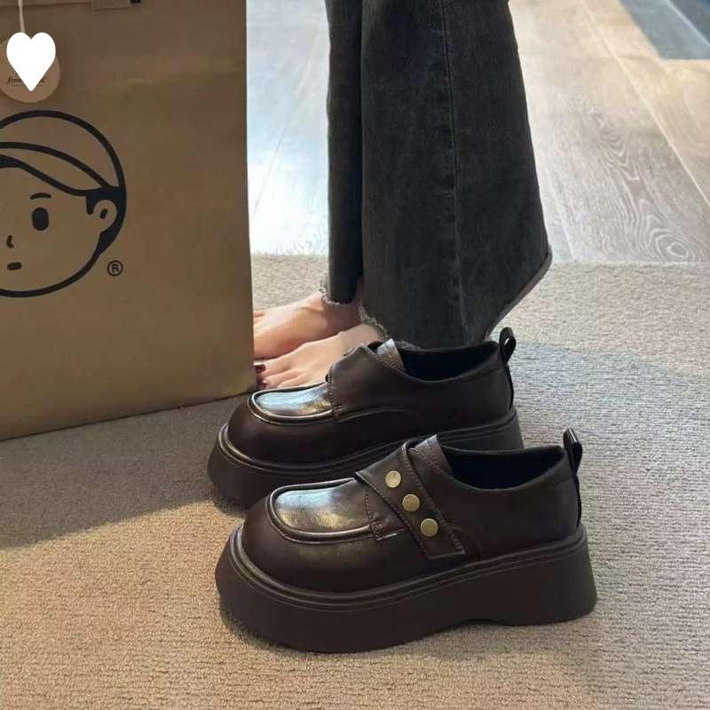 

Туфли на платформе-маффине на липучке, женские, весна 2025, новые маленькие туфли для работы, лоферы в британском стиле 40