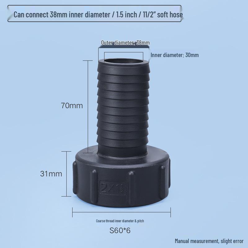 IBC Tank 1" Plastic Connector with 1/2" Hose Adapter for Square Chemical or Urea Barrels