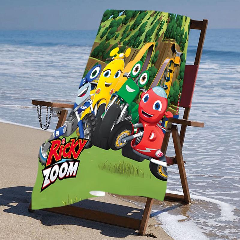 proof beach towel with a Ricky Zoom pattern - soft,absorbent,quick-drying,machine washable - perfect for swimming,camping,bathing