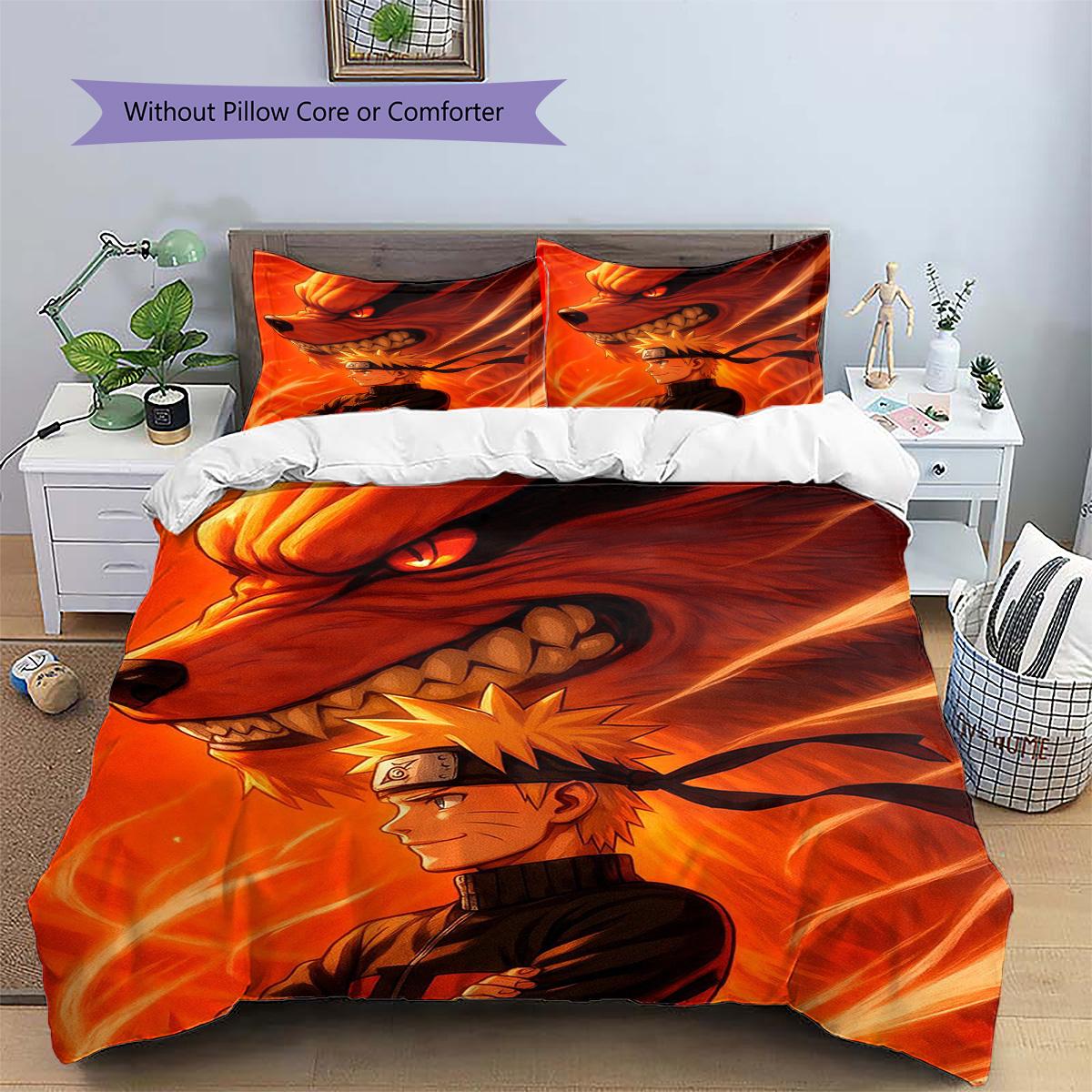 

Naruto Uzumaki Patterned Pillowcase & Duvet Cover Set Anime Fan Favorite Decor Bedding for Bedroom Use Gift.-TING 135x200cm