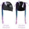 with Suction Cup Synthetic Helmet Pigtails Motorcycle Helmet Braids Wig  for Moto Cycling Skiing