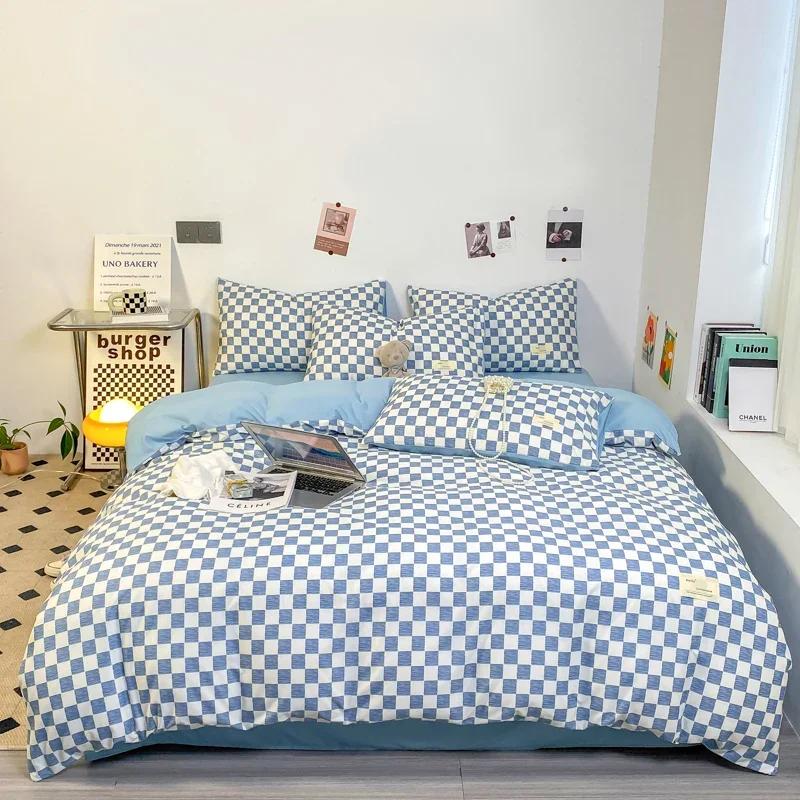 Black and White Plaid Duvet Cover Set Full Geometric Grid Bedding Set Soft Lattice Checkerd Comforter Cover with 2 Pillowcases